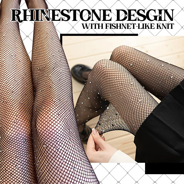 Rhinestone Glitter Fishnet Tights